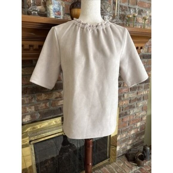 Ann Taylor Beige Suade Shirt Size Medium - Picture 2 of 8